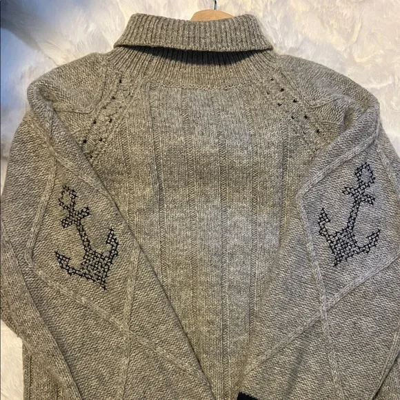 United Colors Of Benetton Gray Nautical Turtleneck Sweater - Picture 2 of 6